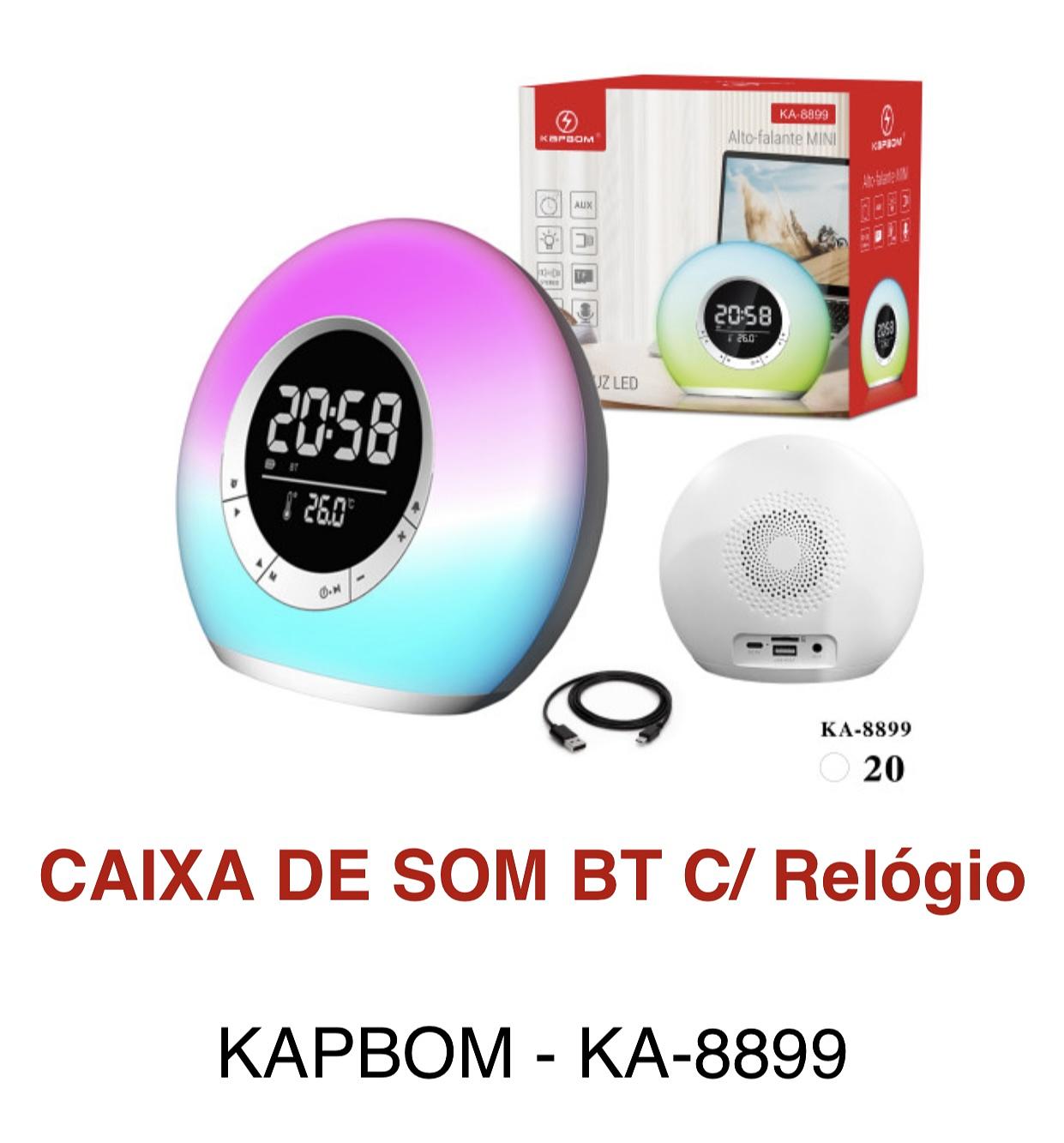 Caixa de som com led , Bluetooth relógio e rádio am fm KA-8899